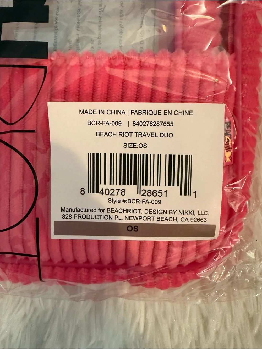 Beach Riot Travel Duo Cosmetic Storage Bag Set Hot Pink NWT